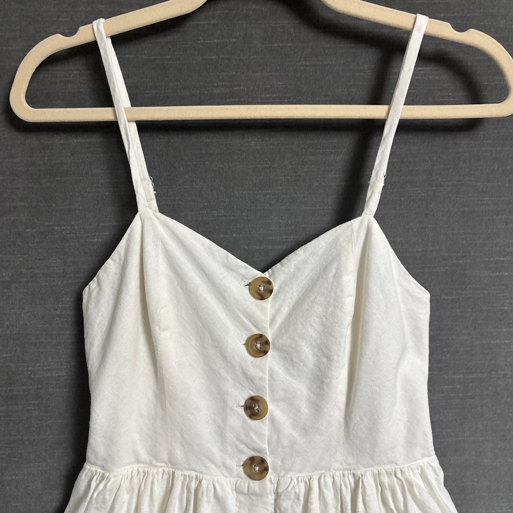 Urban Outfitter Cooperative Dress S Cream Linen Midi Sundress Summer Smocked - Picture 3 of 9